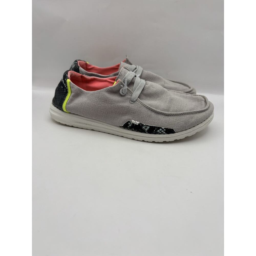 Hey Dude Wendy Steel Gray Snake Print Shoes Women Size 8